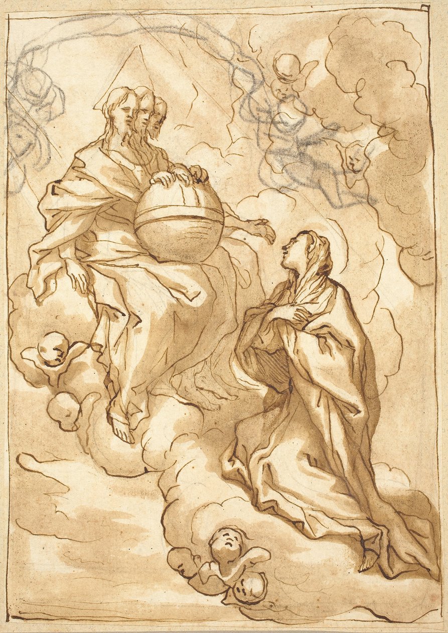 De visioen van de Heilige Maria Vittoria Fornari van de Drie-eenheid door Domenico Piola