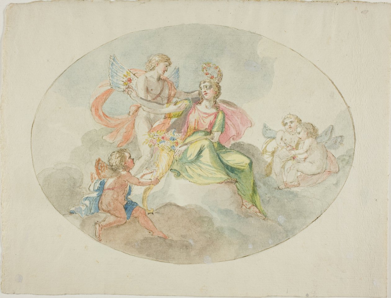 Allegorie op overvloed (schets voor een plafondschildering) door Domenico Pozzi