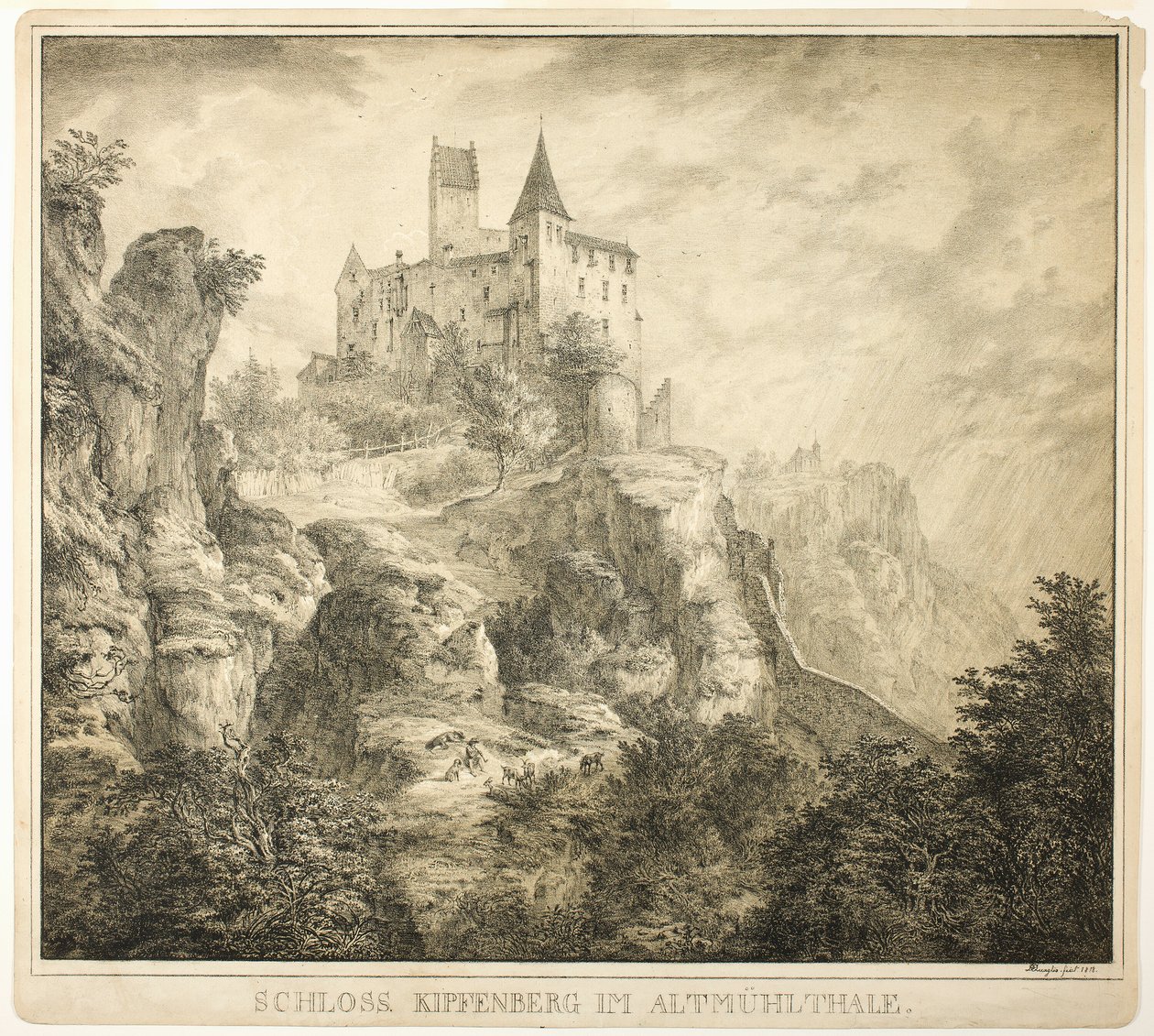 Kasteel Kipfenberg in de vallei van Altmühl door Domenico Quaglio
