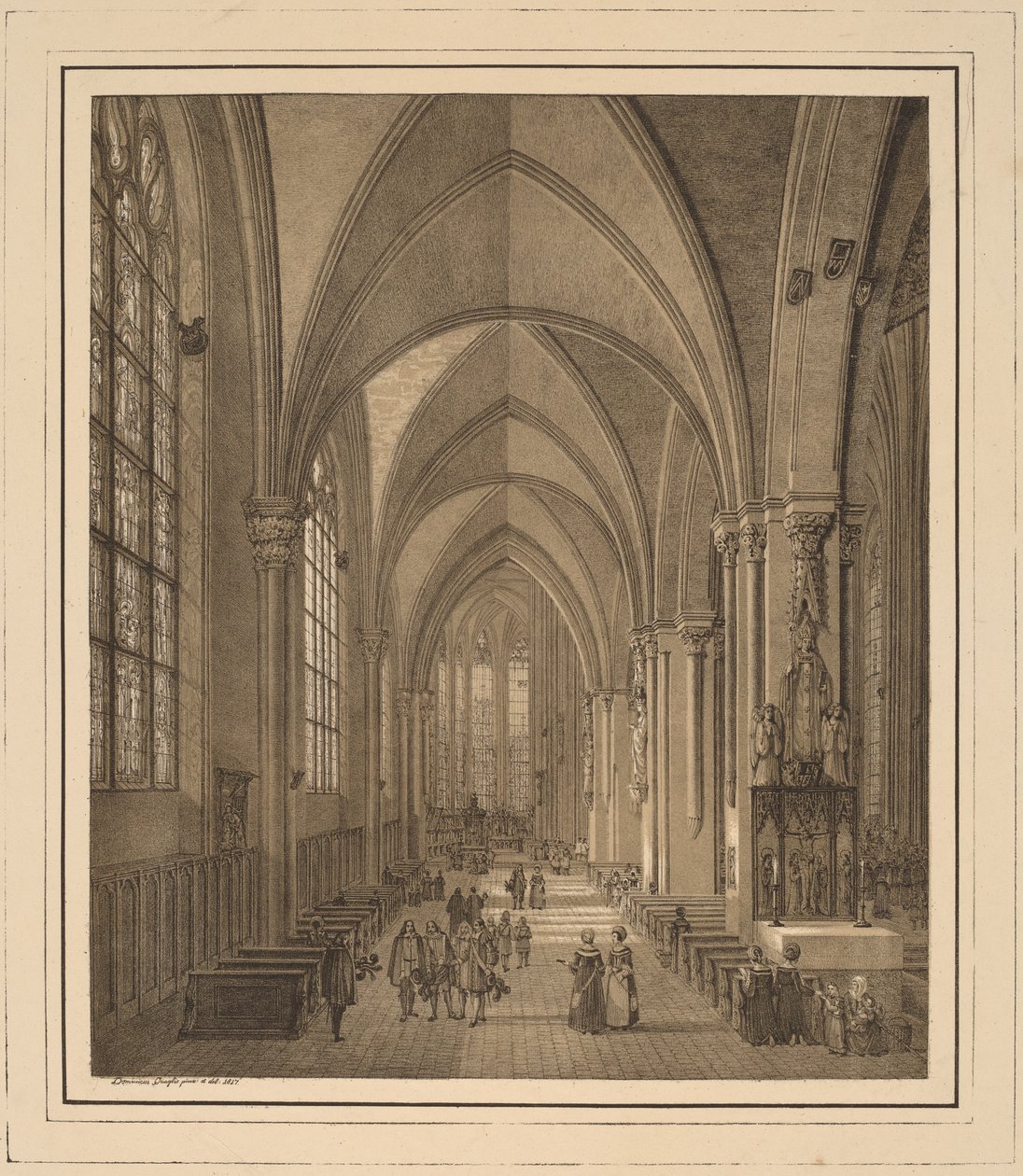 Interieur van de kerk van St. Sebald in Neurenberg door Domenico Quaglio