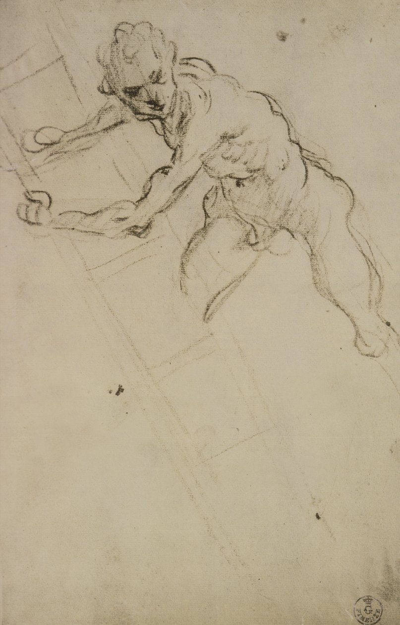 Studie van een figuur voor de Kruisiging door Domenico Robusti Tintoretto