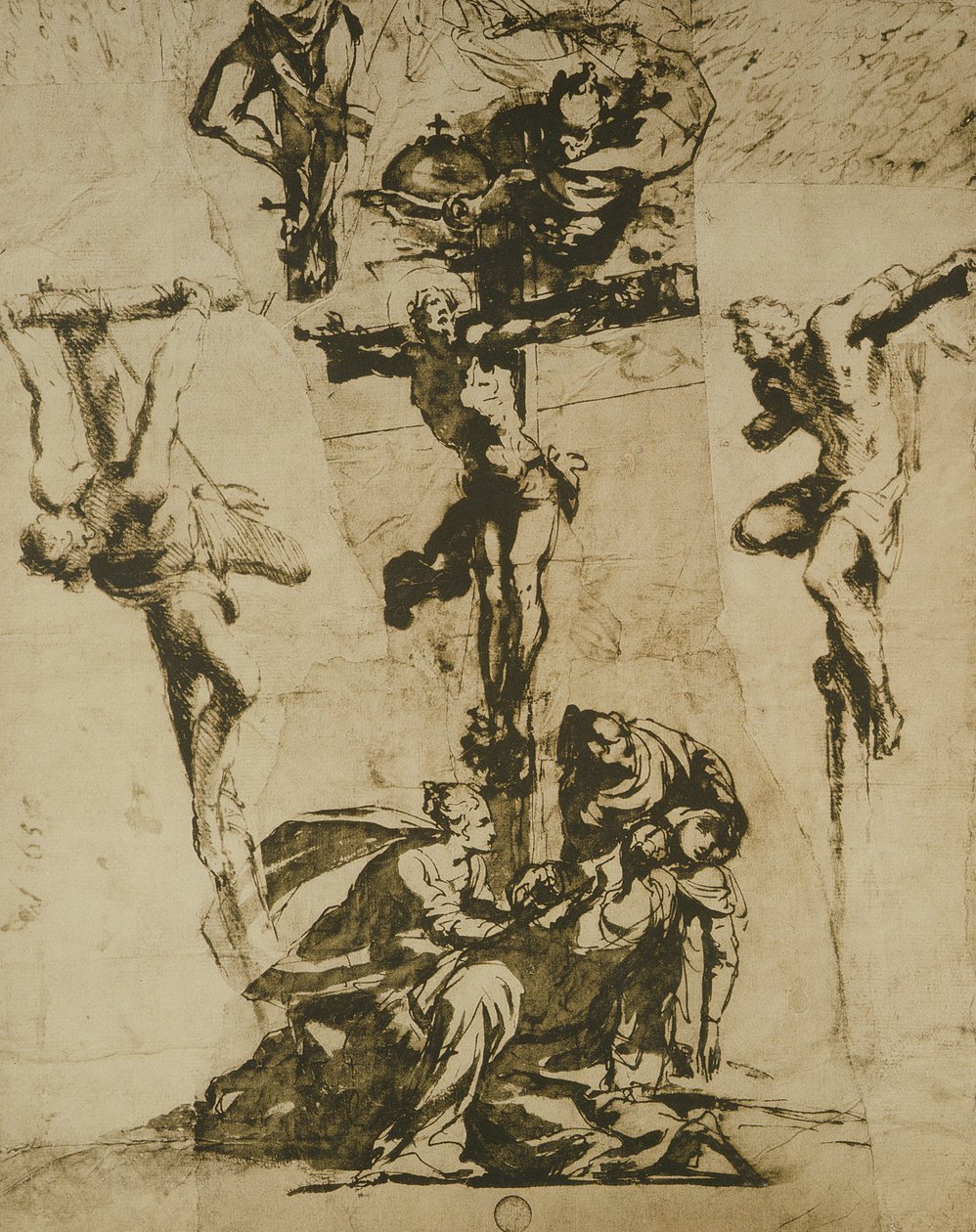 Studie van de Kruisiging en de Flauwvallende Maagd door Domenico Robusti Tintoretto