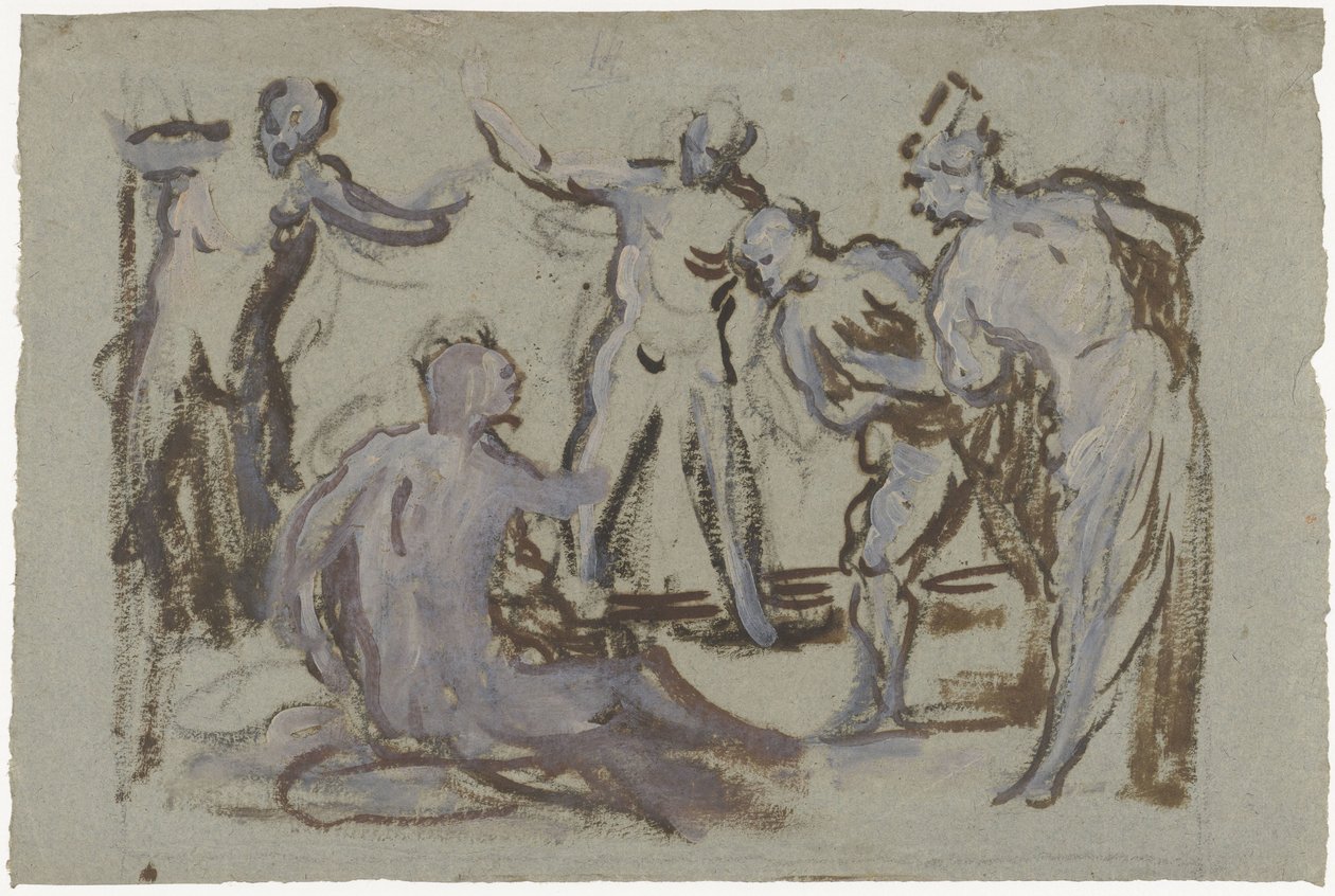 Job op de mesthoop, omgeven door zijn vrienden door Domenico Tintoretto