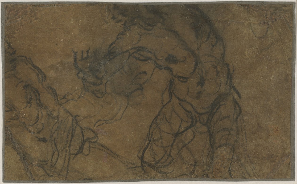 Twee Mannelijke Figuren in Beweging (verso) door Domenico Tintoretto