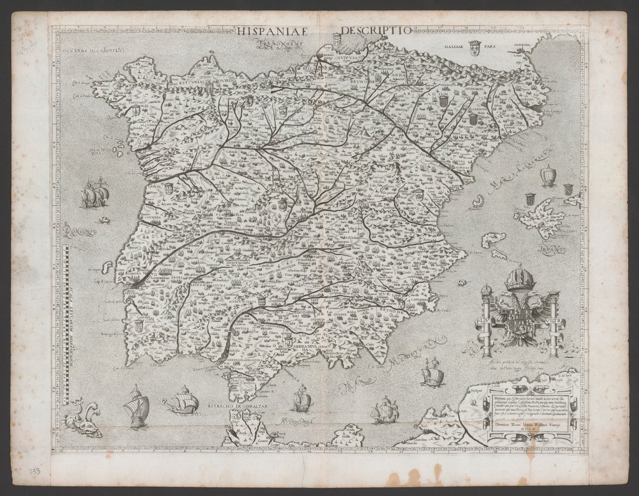 Hispaniae Descriptio de Domenico Zenoi (1560) door Domenico Zenoi