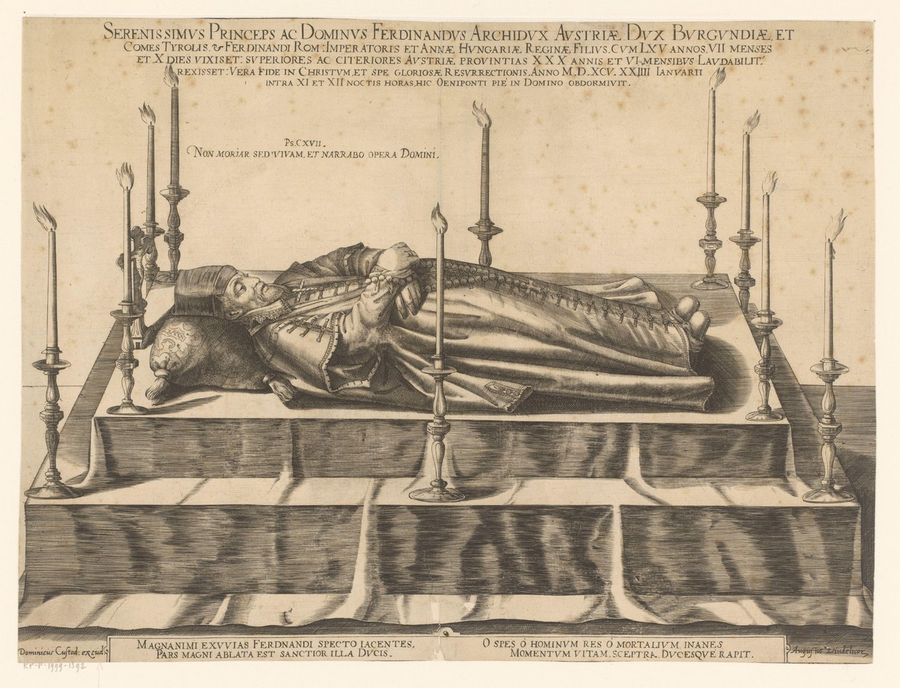 Doodsportret van Ferdinand II van Tirol door Dominicus Custos (possibly)