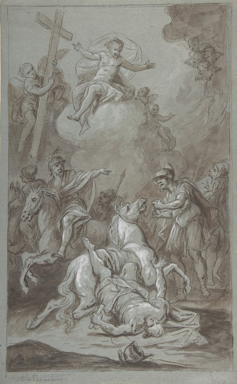 De bekering van St. Paulus recto, De executie van de gevangene verso, 18e-begin 19e eeuw door Dominik Kindermann