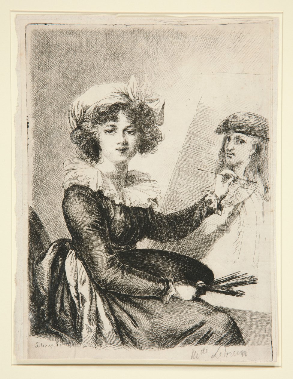Louise-Elisabeth Vigée-Lebrun, (Mlle Lebrun), naar en in spiegelbeeld van het zelfportret uit 1790 in de Uffizi door Dominique Vivant Denon