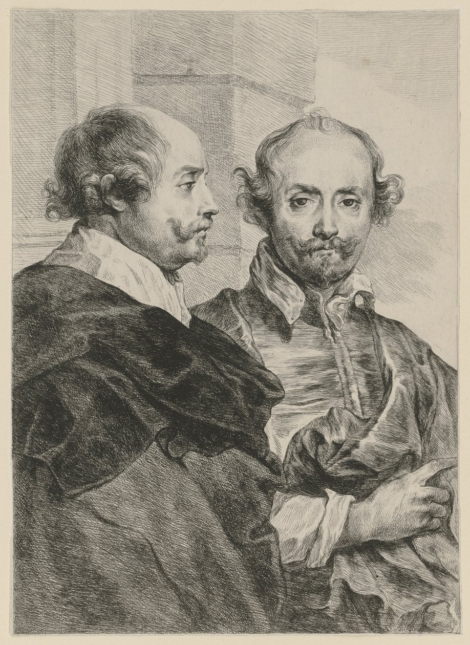 Portret van twee oudere mannen, in profiel en frontaal door Dominique Vivant Denon