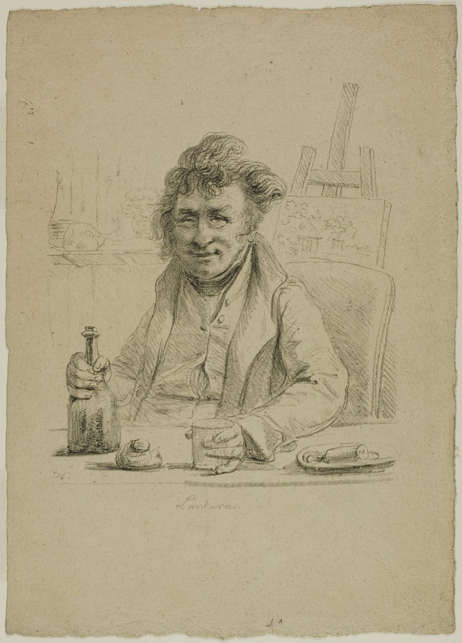 Portret van Lantara in de rol van Joly, uit Le Peintre au Cabaret door Dominique Vivant Denon