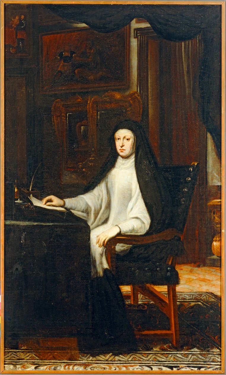 Marianne van Oostenrijk, dochter van Ferdinand III, vrouw van Felipe IV, haar oom ... door Don Juan Carreno de Miranda