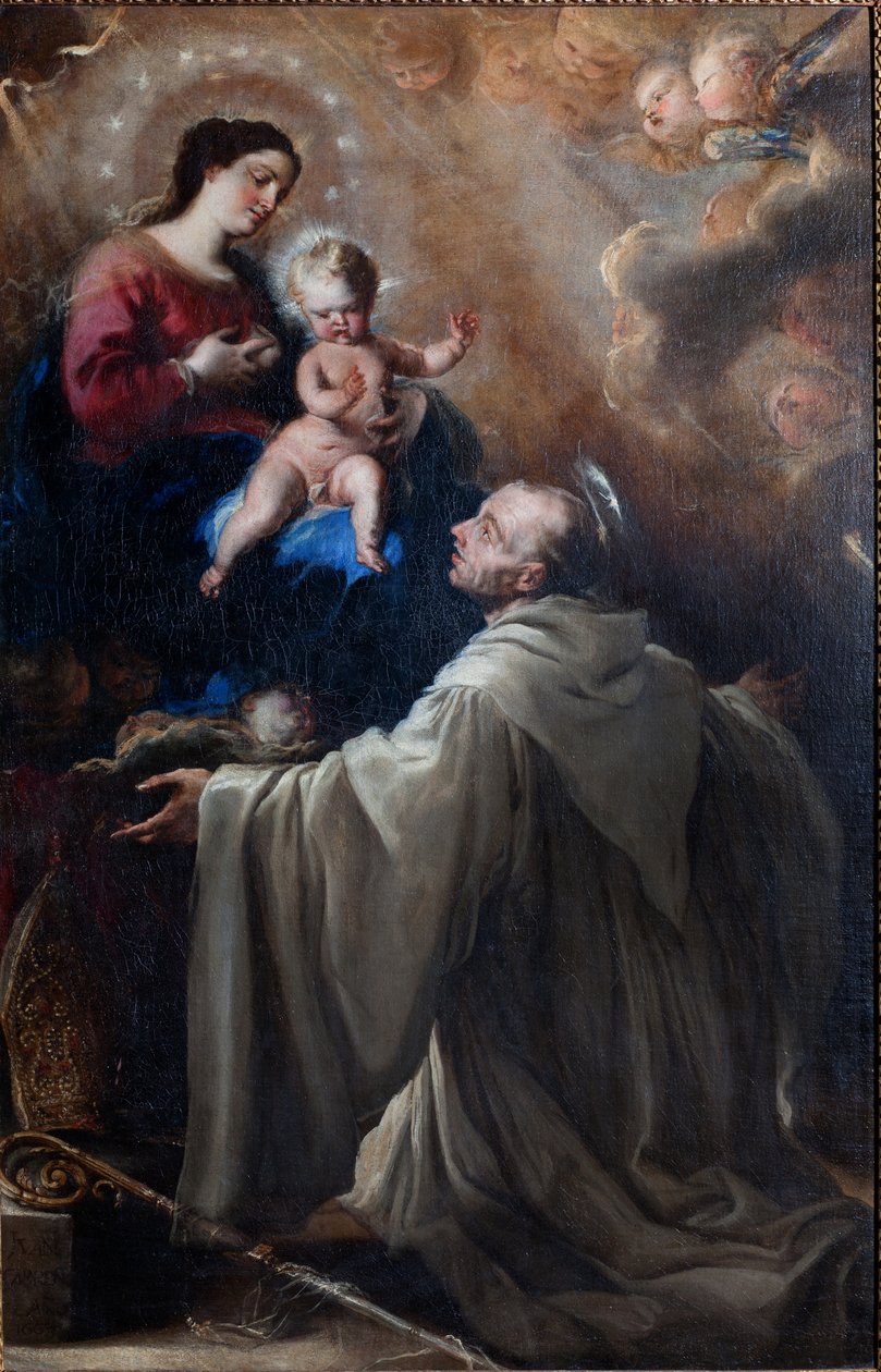 Parochiemuseum. Sint Bernardus en de Madonna met Kind door Don Juan Carreno de Miranda