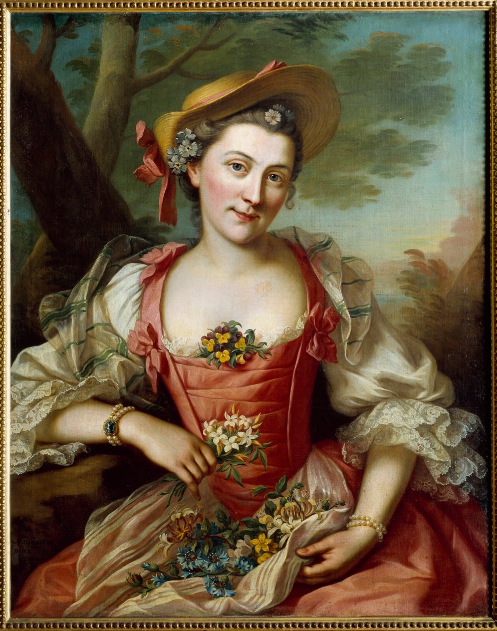 Portret van vrouw door Donat Nonotte