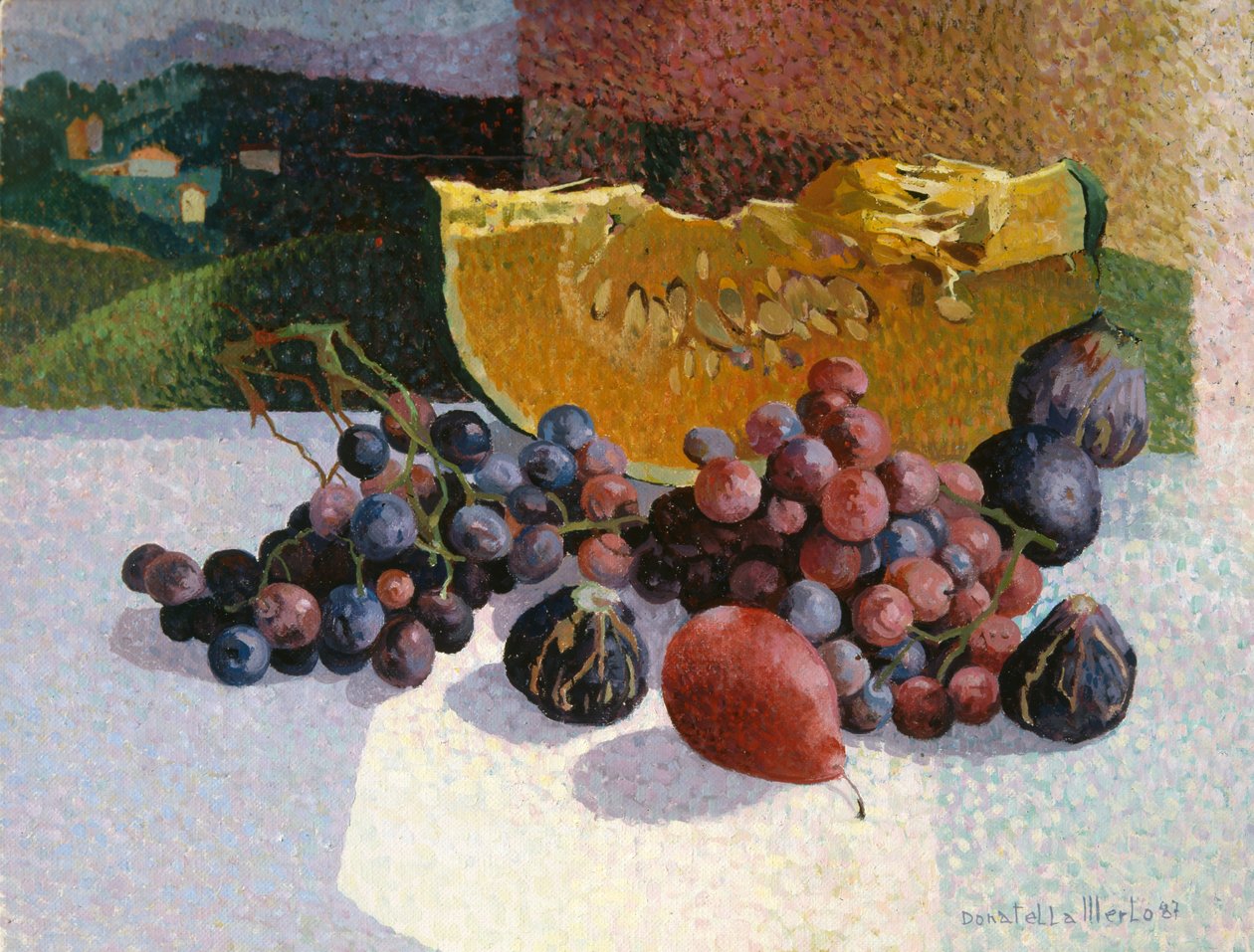 Stilleven met klein landschap door Donatella Merlo