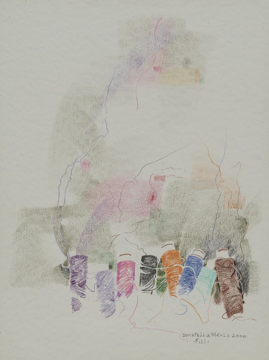 Draden, 2000 (kleurpotloden op papier) door Donatella Merlo