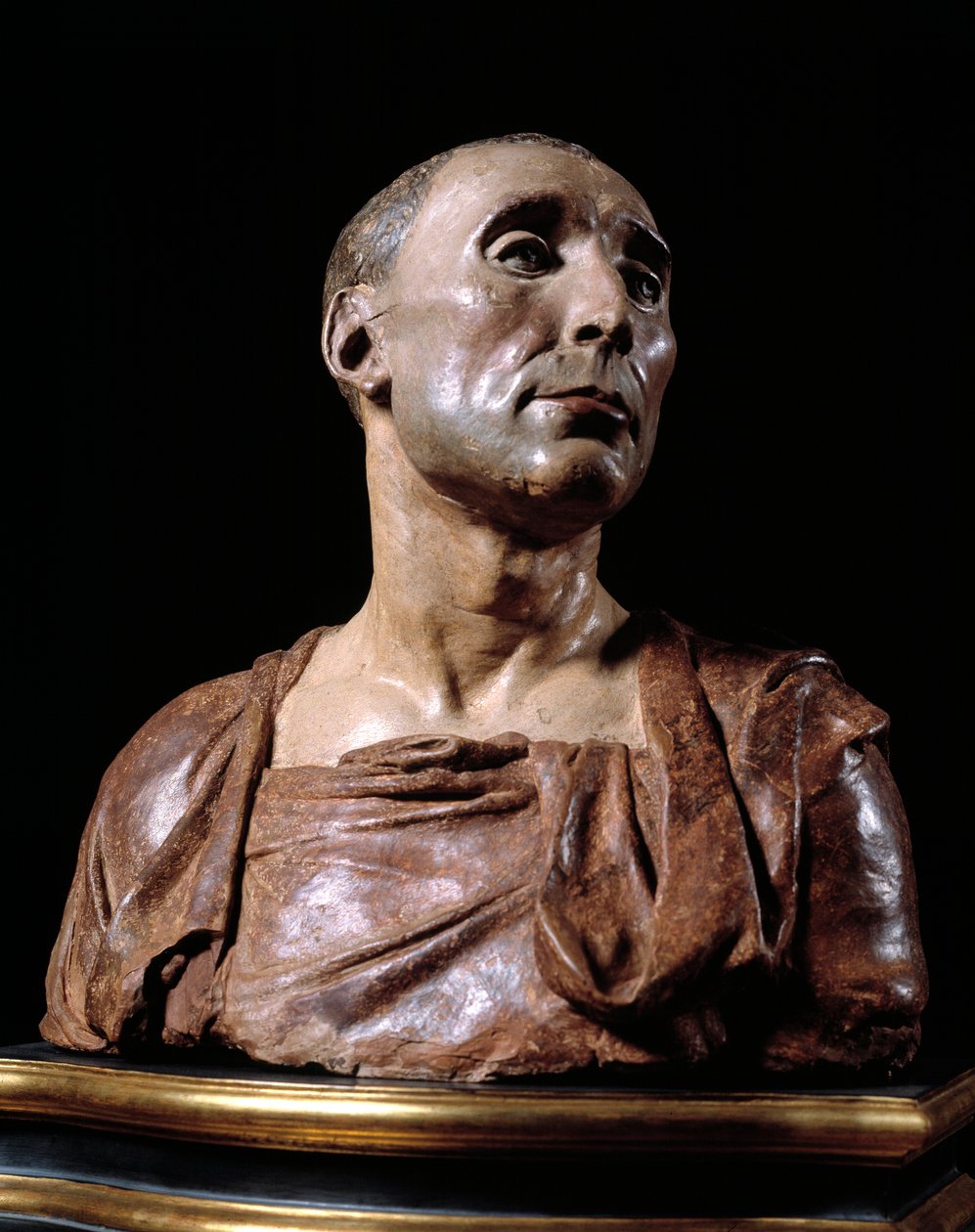 Borstbeeldportret van de condottiere (condottiero) Niccolò da Uzzano (1359-1431). Terracotta sculptuur door Donato de 