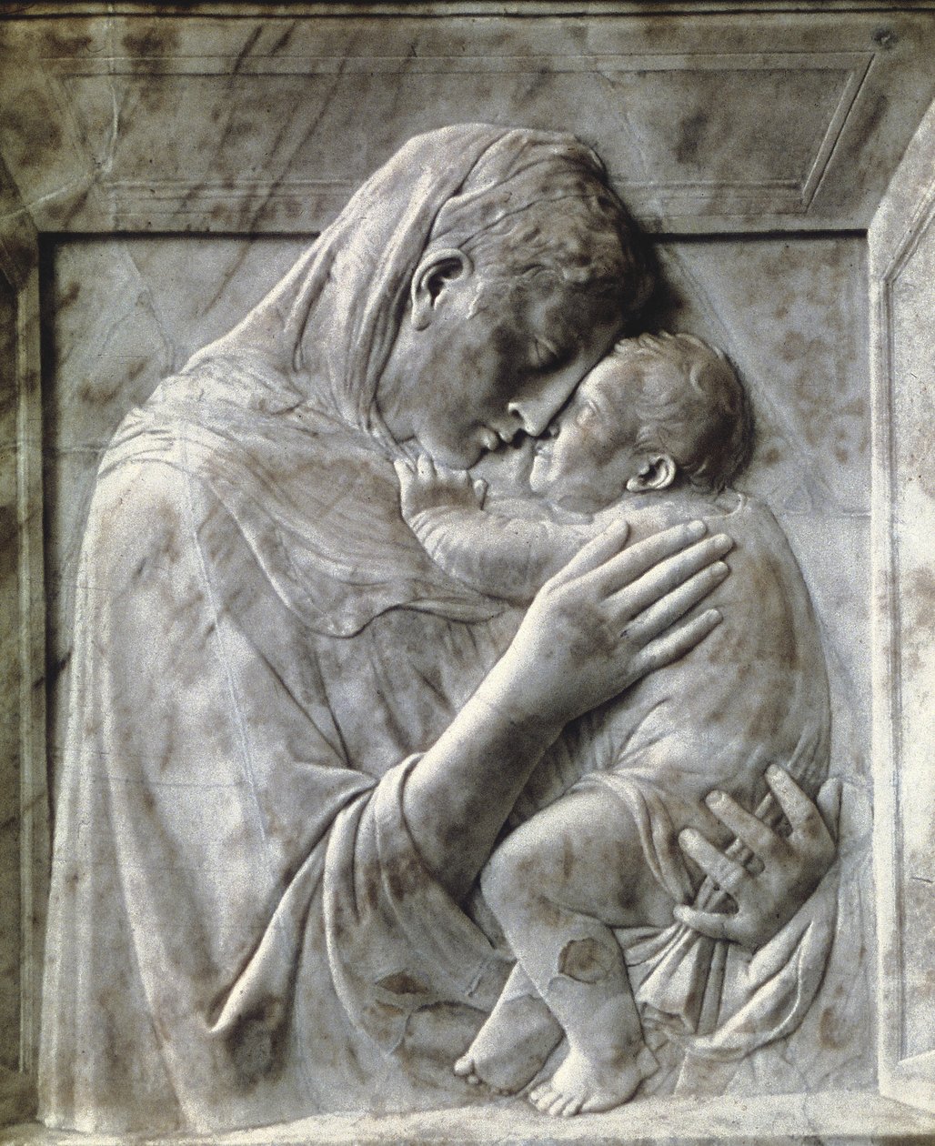 De Pazzi Madonna (Maagd en Kind), ca. 1417-18 (marmer) door Donatello