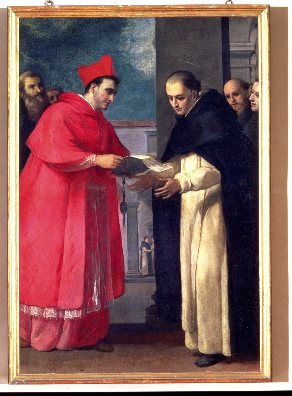Een kardinaal geeft een bul aan een Dominicaanse heilige door Donato Mascagni