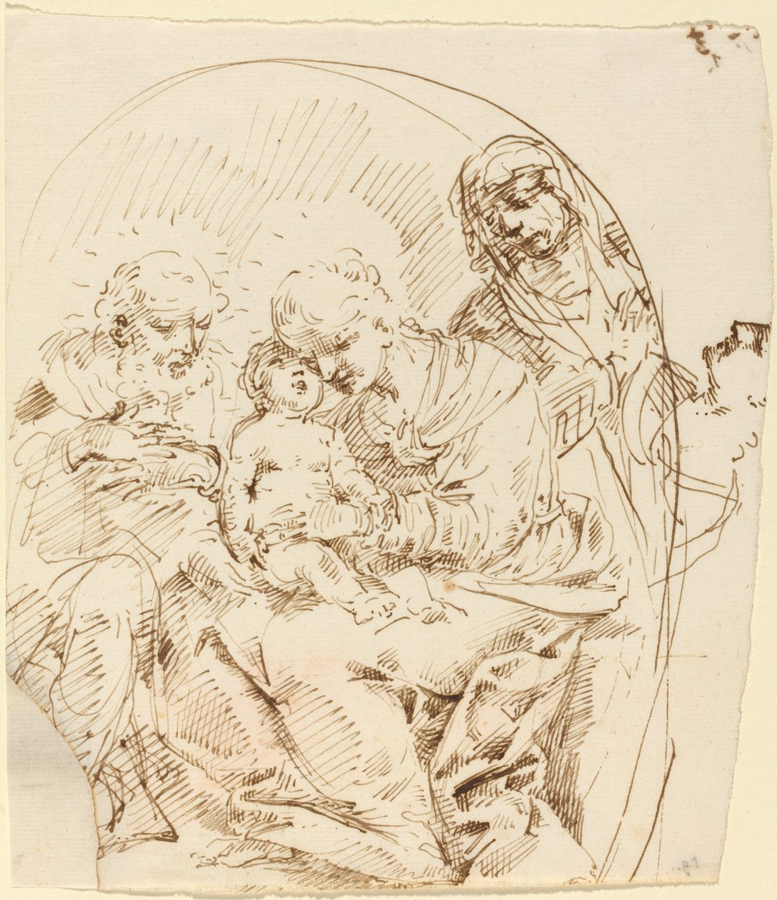 Heilige Familie met Sint-Anna en Vrouwelijk Hoofd in Profiel door Donato Creti