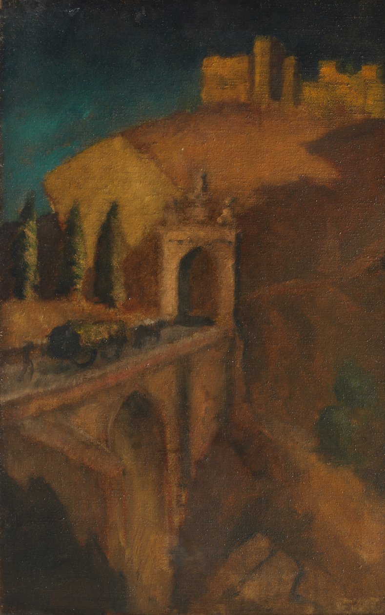 Berglandschap met Brug (verso), c.1910 door Dora (attr. to) Carrington