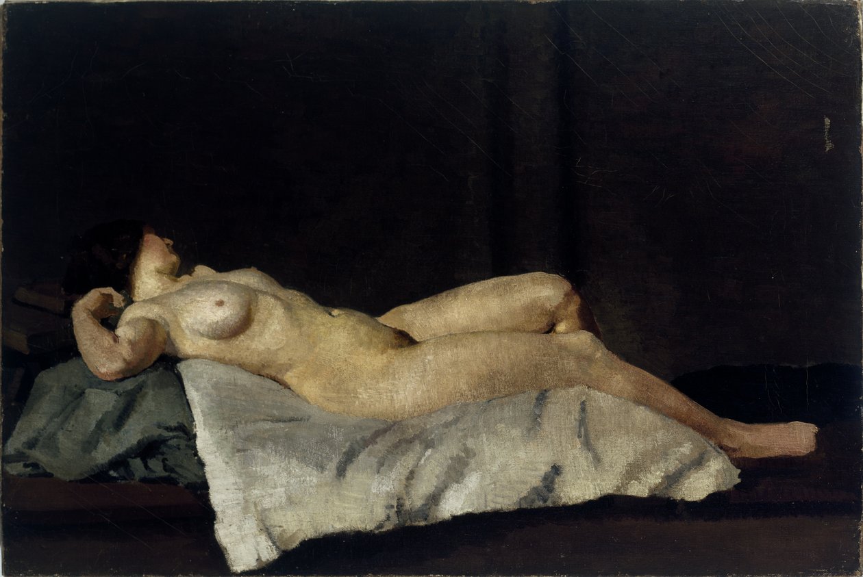 Vrouwelijke figuur liggend op haar rug, 1912 door Dora Carrington