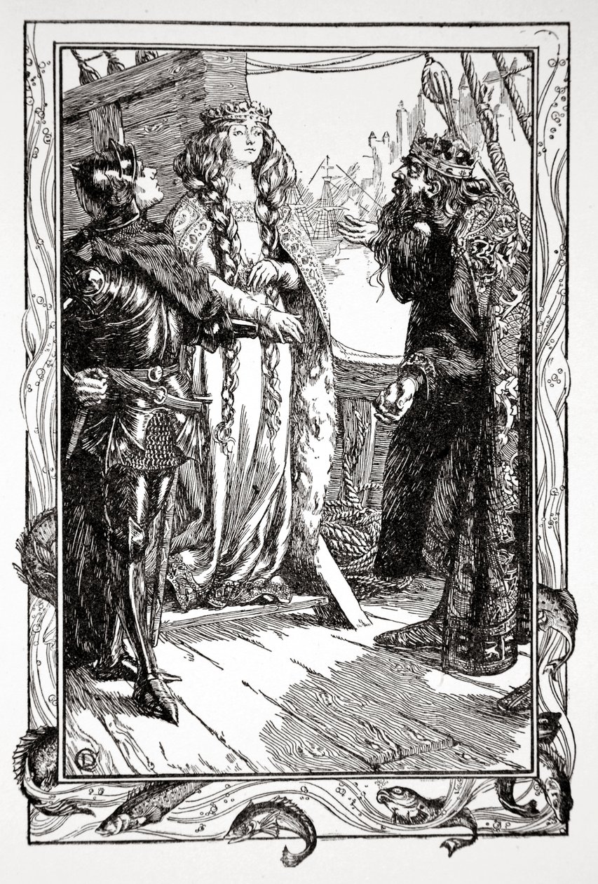 Koning Anguish geeft Isolt aan Sir Tristram, 1905 door Dora Curtis
