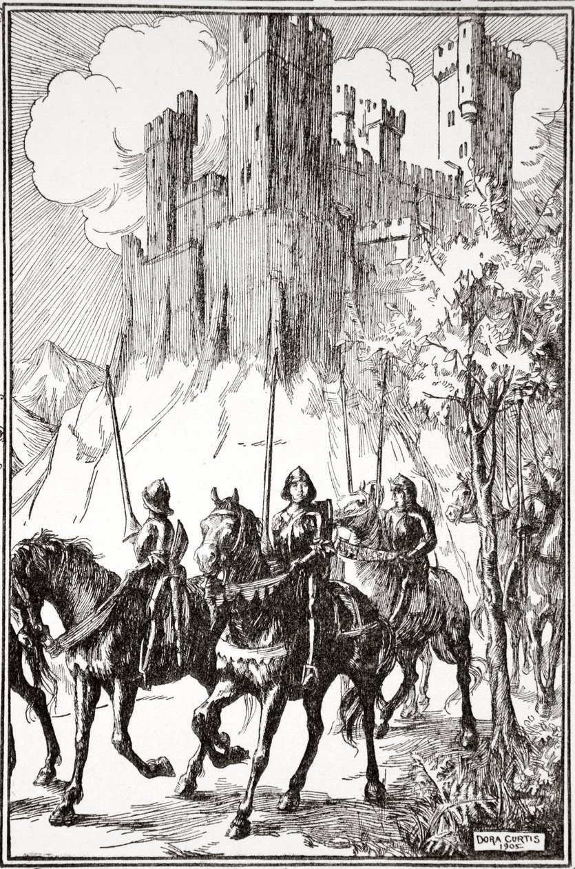 Sir Galahad in de Abdij door Dora Curtis