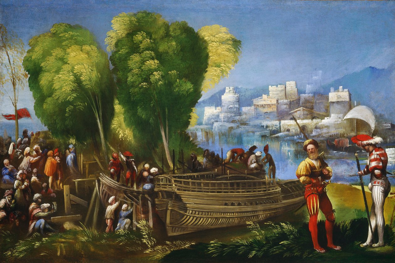 Aeneas en Achates aan de Libische kust door Dosso Dossi