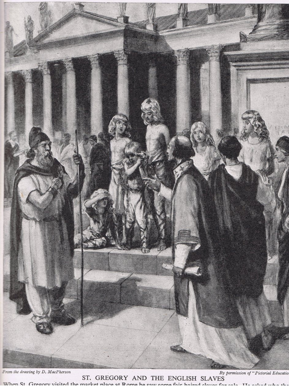 St. Gregorius en de Engelse slaven, illustratie uit 