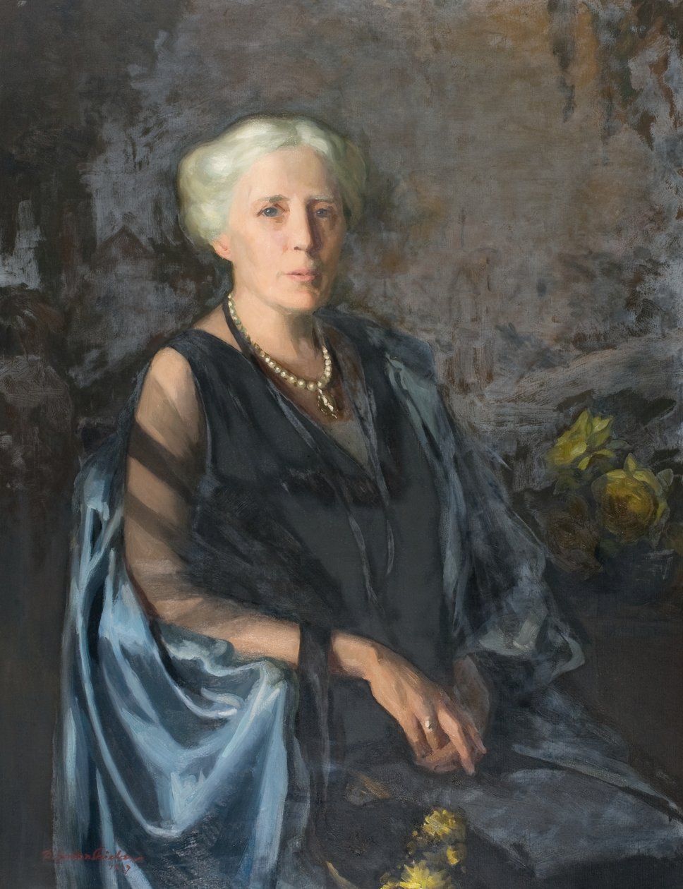 De Dame in de Blauwe Mantel door Douglas Gordon Shields