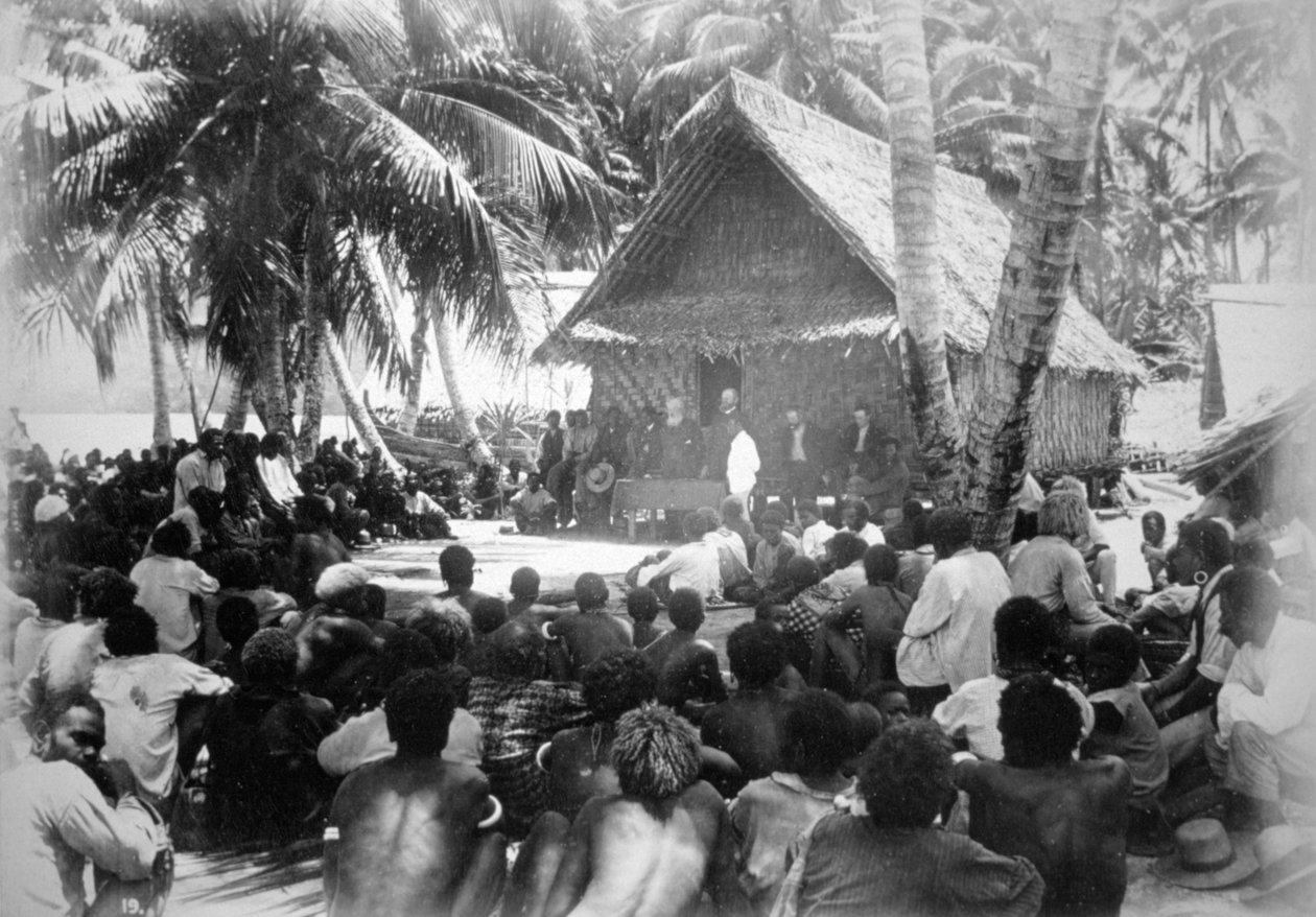 Parlement in Hongo, Florida, Solomon Island, 1892 door Dr Welchman