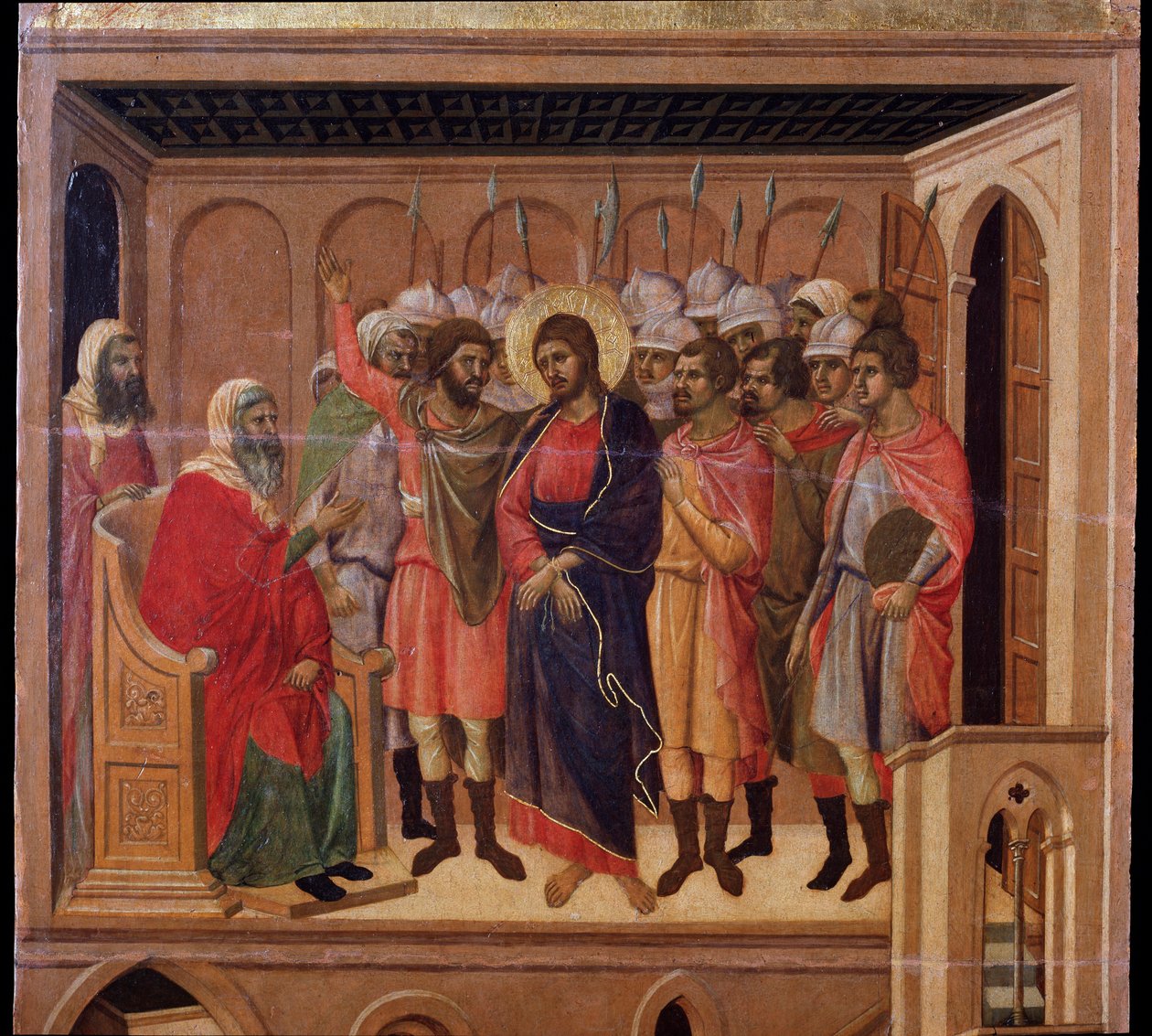 Jezus voor Annas. Maesta altaarstuk door Duccio di Buoninsegna