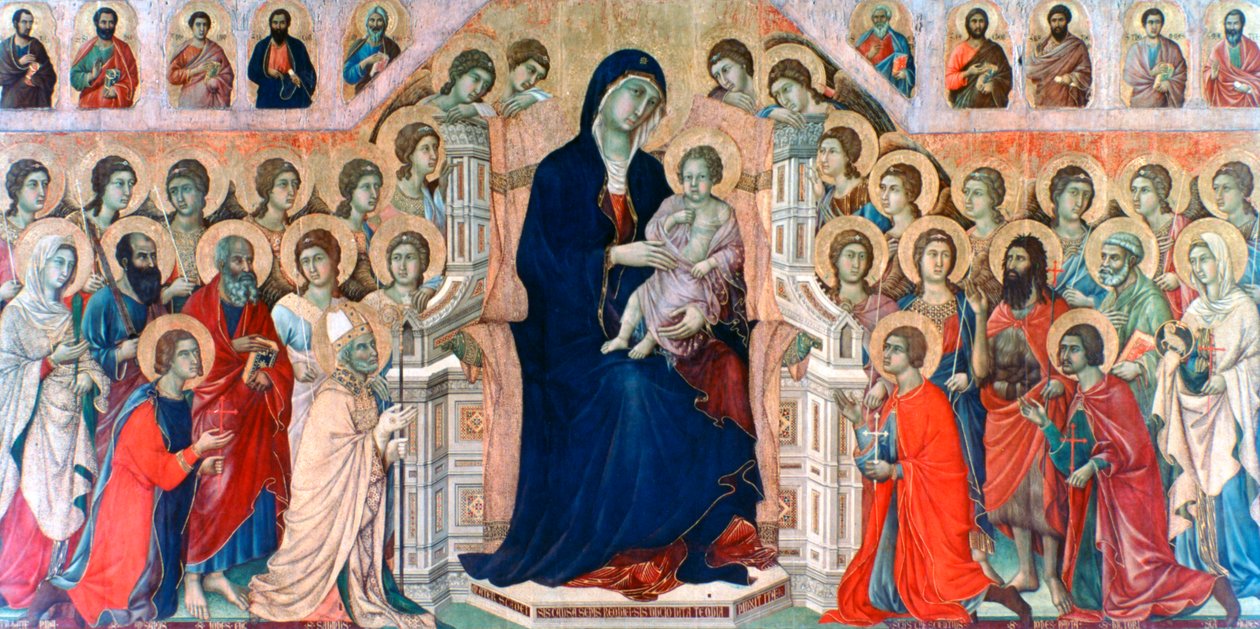 Maestà, Madonna met Engelen en Heiligen, 1308-1311 door Duccio di Buoninsegna