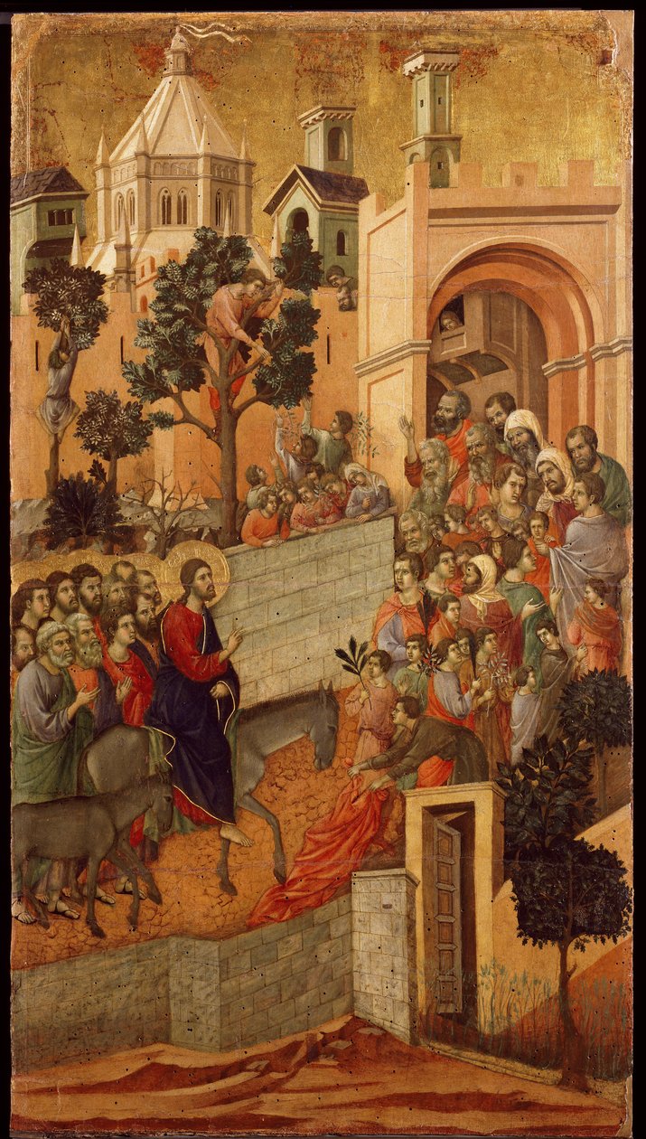 Maesta: Intocht in Jeruzalem door Duccio di Buoninsegna