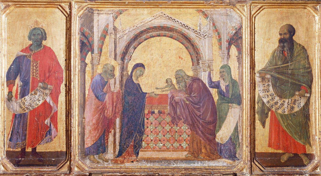 Salomo, presentatie in de Tempel en de Profeet Maleachi (detail) door Duccio di Buoninsegna