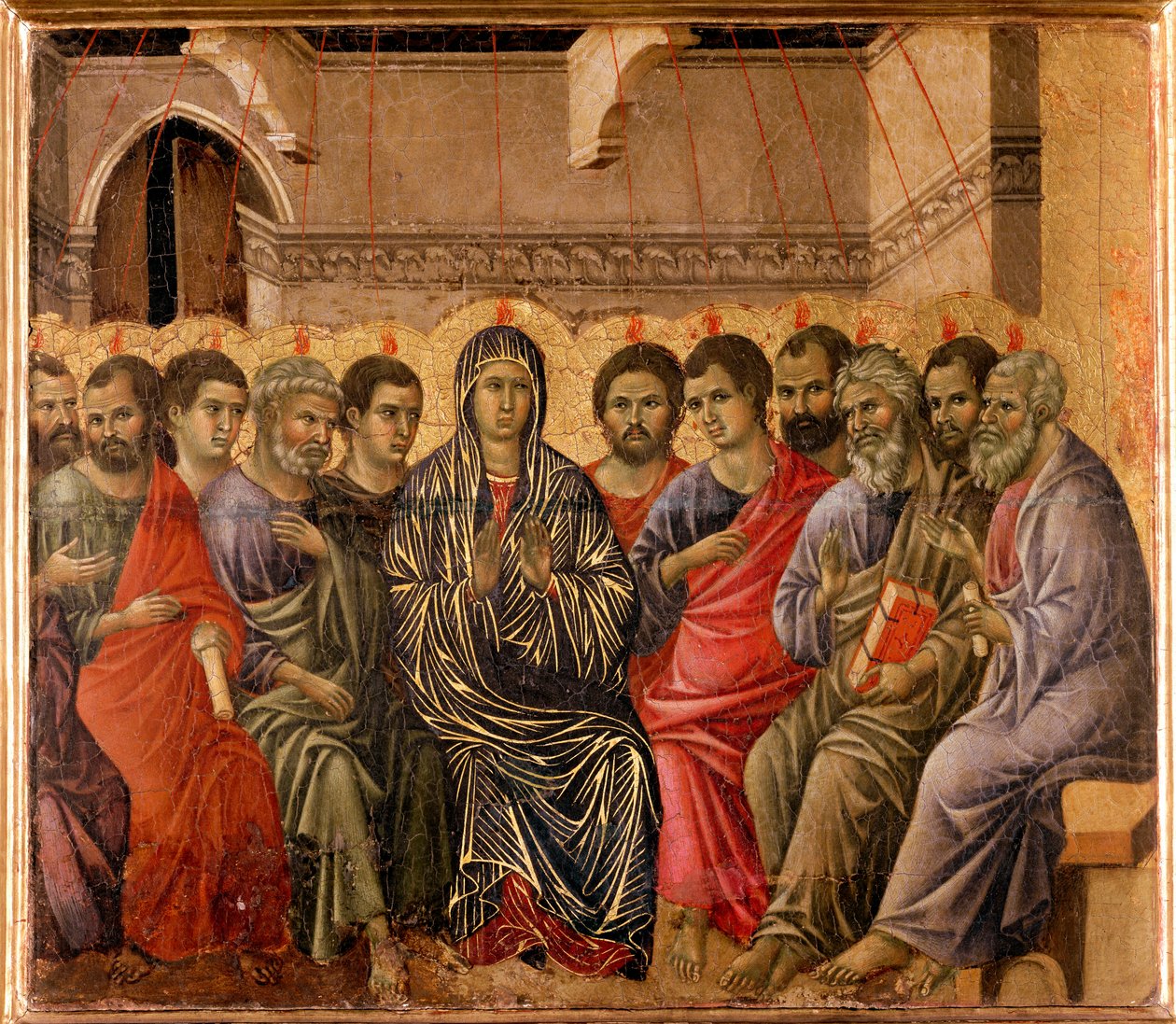 Pinksteren Achterkant van het Maesta Altaarstuk door Duccio di Buoninsegna