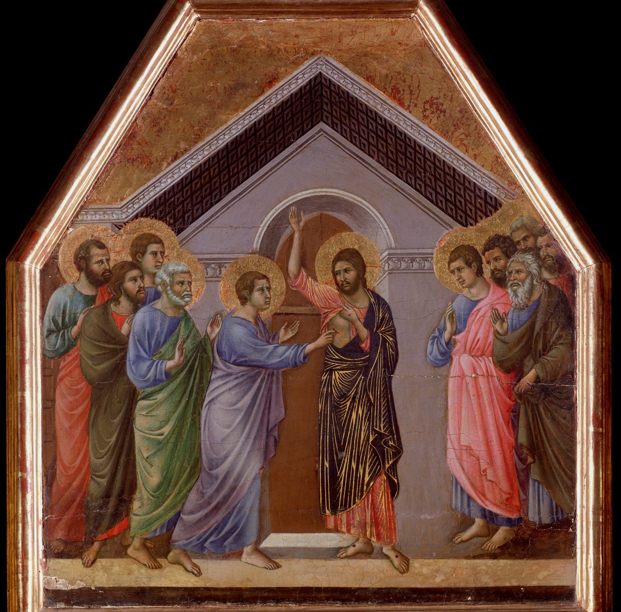 De ongeloof van St. Thomas (detail) door Duccio di Buoninsegna