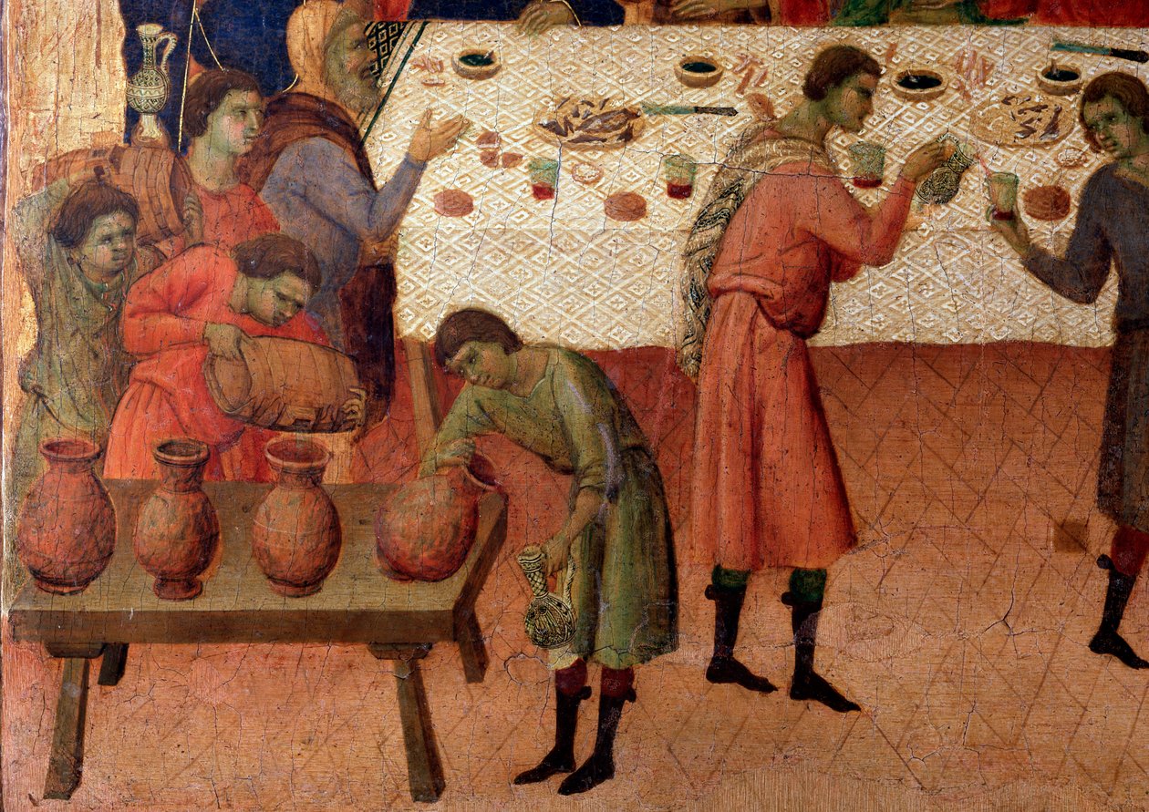 De bruiloft te Kana (detail) door Duccio di Buoninsegna