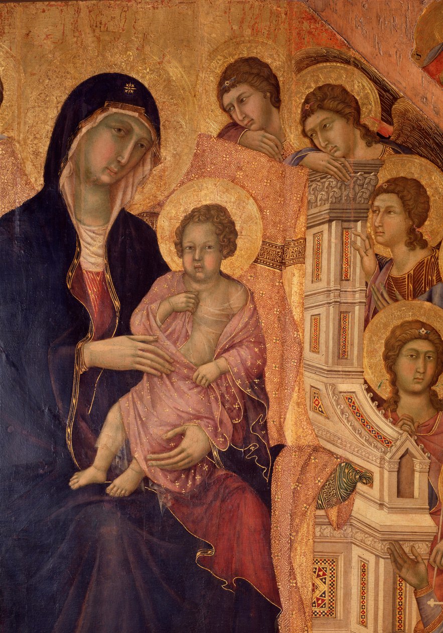 Maagd en kind op de troon (La Maesta altaarstuk) door Duccio di Buoninsegna