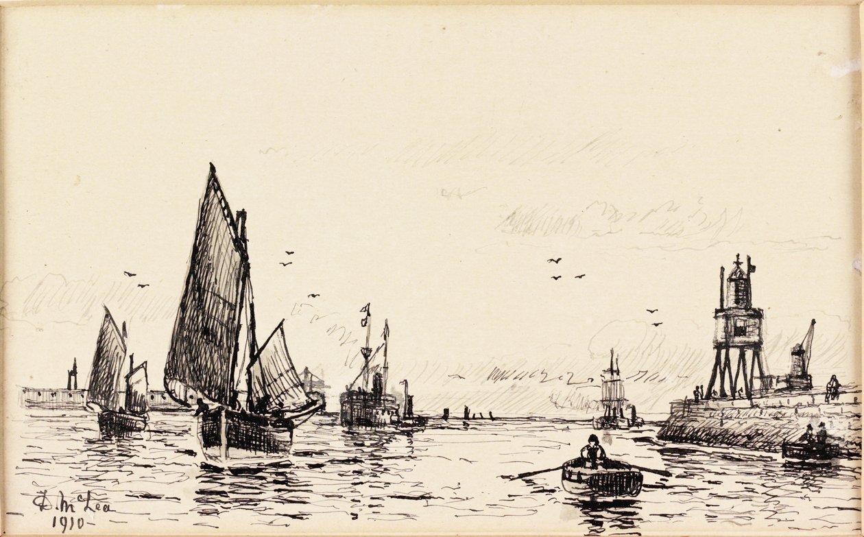 De golfbreker. South Shields door Duncan F. McLea