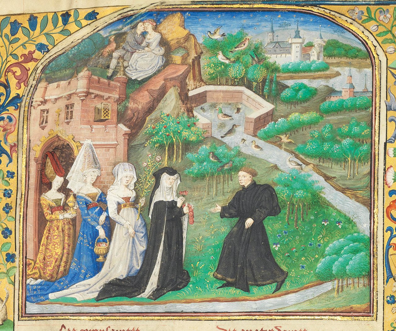 Pagina uit "La Belle Dame Sans Merci" door Alain Chartier, Parijs, begin 15e eeuw door Dunois Master