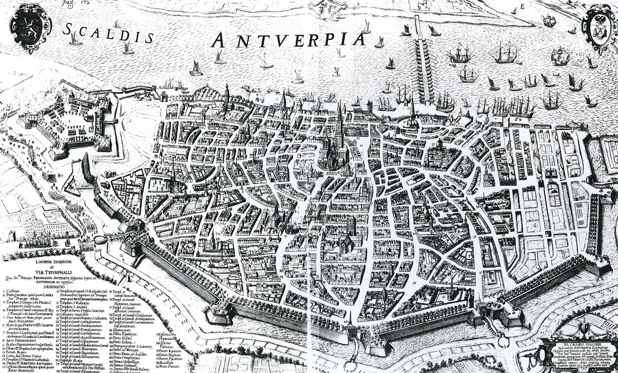 Kaart van Antwerpen door Dutch School