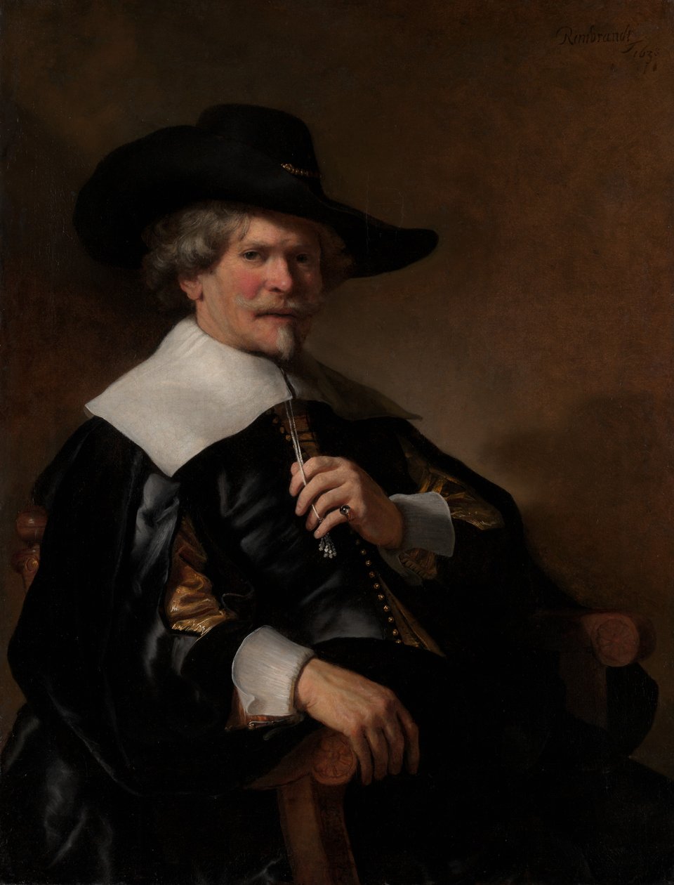 Portret van een man zittend in een leunstoel, ca. 1640-50 door Dutch