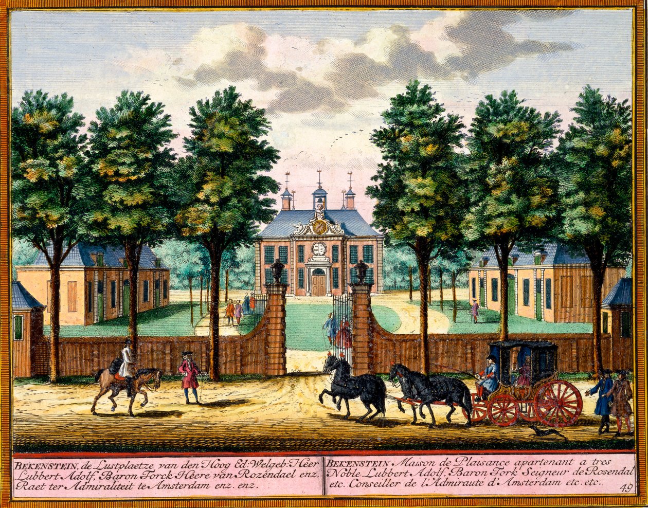 Bekenstein Lusthuis, uit Het Zeganpralent Kennemerlant door Hendrick de Leth en Matthias Brouerius Van Nidek, gepubliceerd ca. 1700-30 door Dutch School