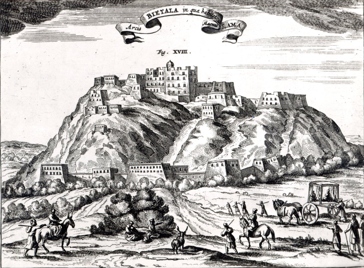 Bietala, fort van Lama de Grote, Koninkrijk Lhassa, illustratie uit 