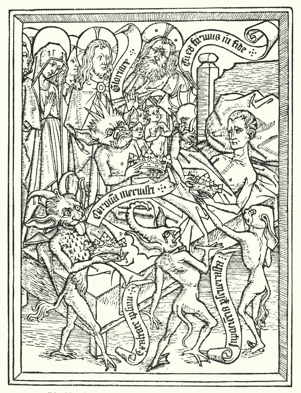 Blokboek Ars Moriendi, gedrukt omstreeks 1460 in de Nederlanden door wie onbekend (litho) door Dutch School