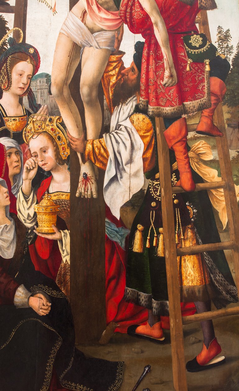 Kruisafneming,1520 (olieverf op doek) door Dutch School