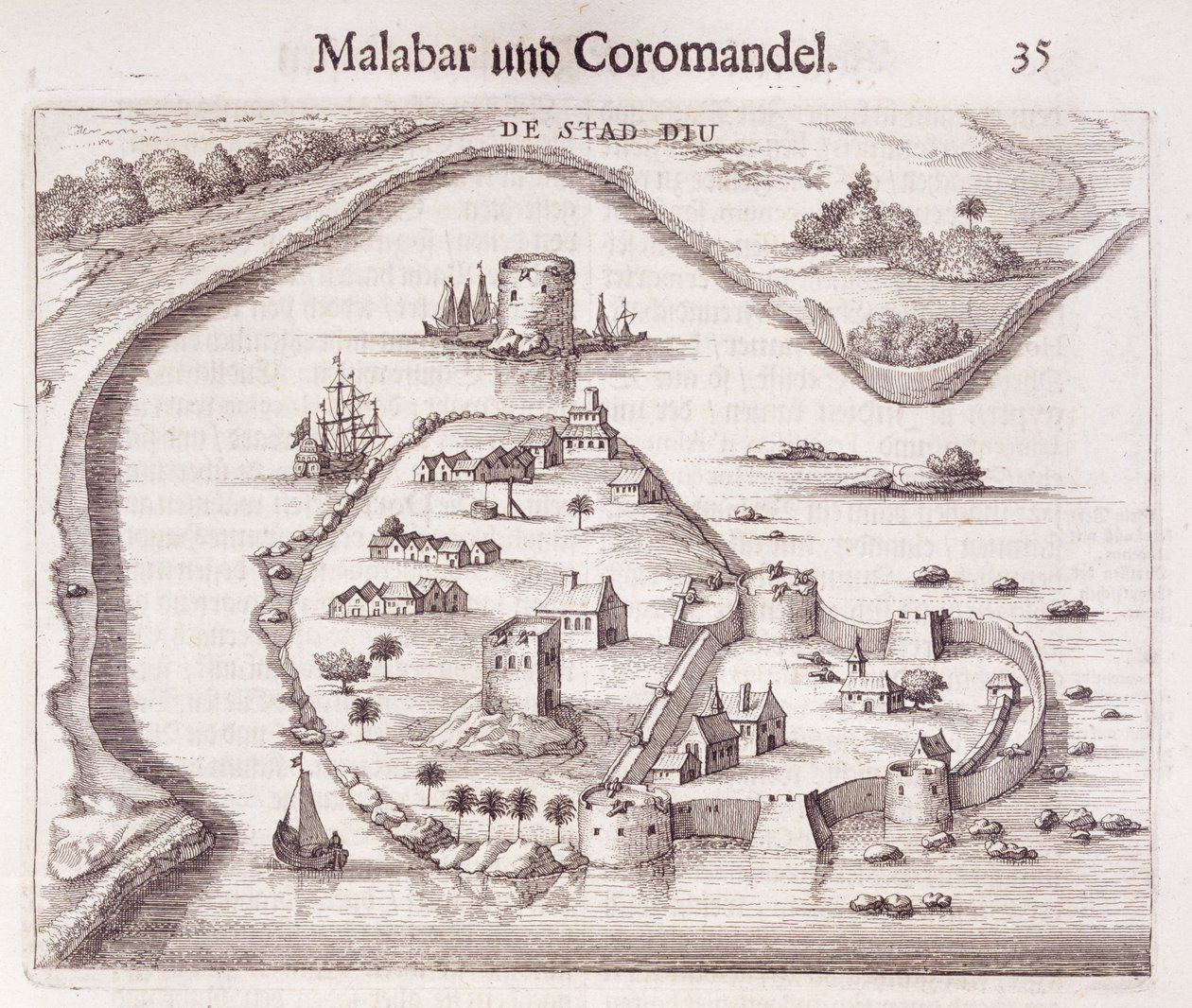 Nederlands fort aan de kust van Malabar, Oost-Indië door Dutch School