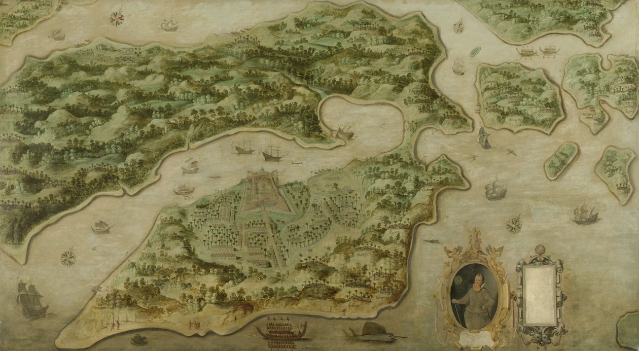 Fort Victoria op het eiland Amboina, 1617 door Dutch School