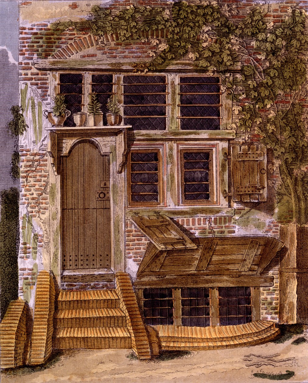 Tuinmanshuisontwerp uit Magazine of Garden Gems door G. van Laar, gepubliceerd in 1802 door Dutch School